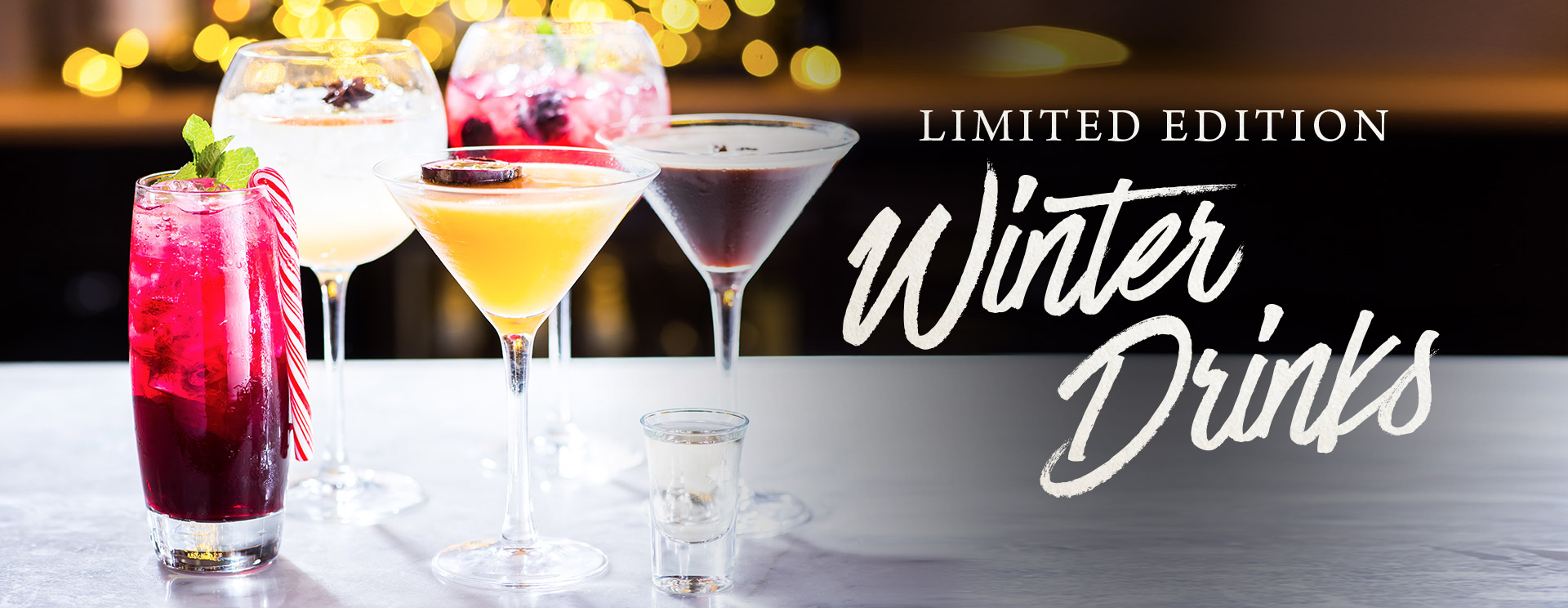 Winter cocktails and long drinks at The Anchor Inn
